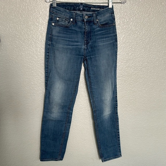 7 For All Man Kind Kimmie Crop Medium Wash Jeans Size 25 - Picture 1 of 6